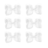 6 Pcs 4.5' Grosgrain Ribbon Alligator Clips - Hair Bows For Toddler Girls And Kids (White)