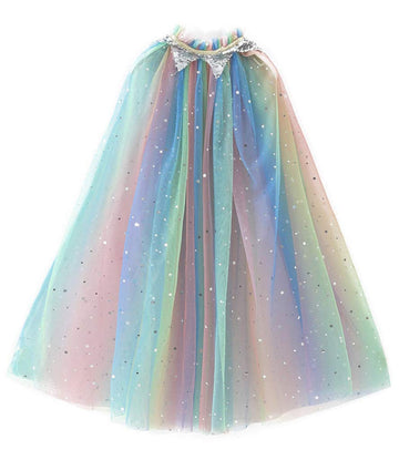 Fkkfyy Girl Cape Cloak Dresses Coat Matching Princess Wedding Birthday Party Halloween Star Sequins Summer Cape Cloaks Costumes