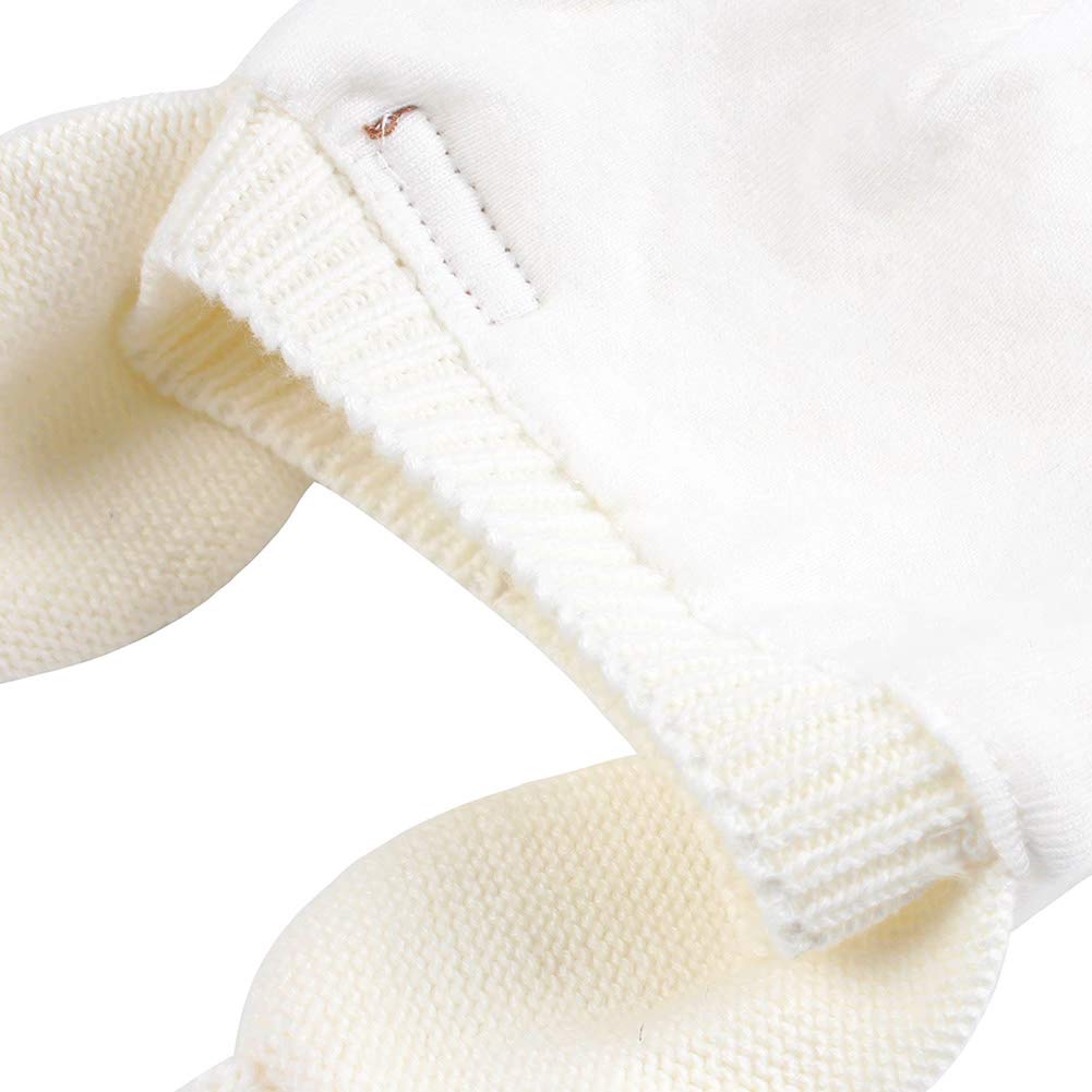Duoyeree Baby Winter Hat Earflap Cotton Lining Knit Beanie Cap For Toddler Girl Boy (0-6 Month, White)