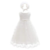 Baby Girls Floral Embroidered Overlay Sleeveless Christening Gown Baptism Tulle Dress With Bonnet Ivory Size 24M / 18-30Months