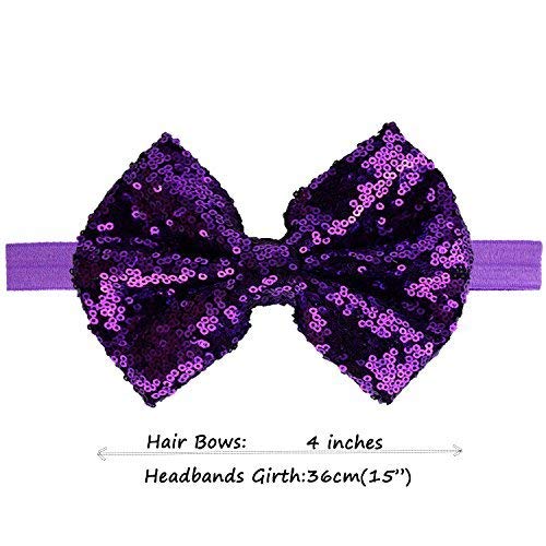 Cellelection 15Pcs Baby Girls Headbands 4'' Big Boutique Bling Sparkly Glitter Sequin Hair Bows Headband Elastic Hair Bands Hair