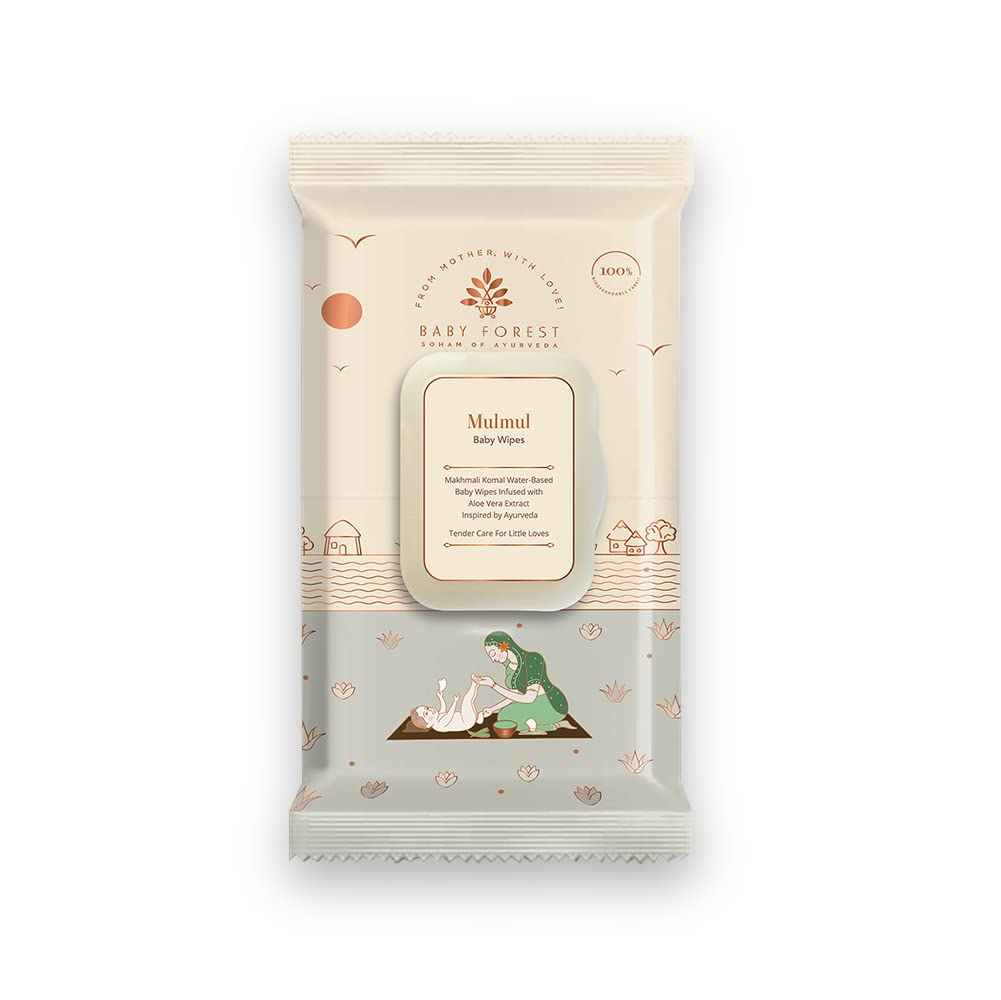 Baby Forest Mulmul Baby Wipes | UltraSoft Baby Wet Wipes | Water Based Wipes | Chemical Free & Organic Baby Wipes | 3X Thicker 