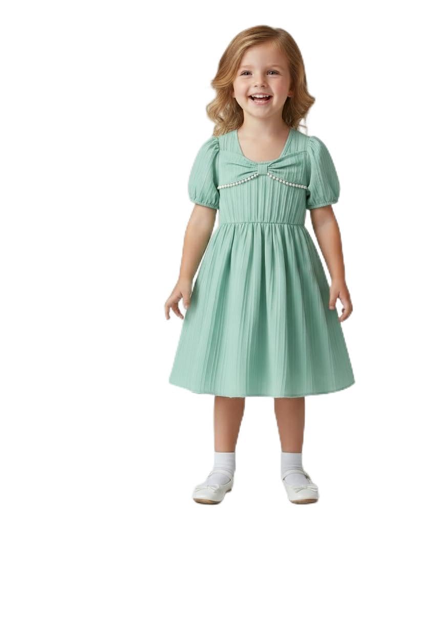 Girls ALine Dress With Short Sleeves