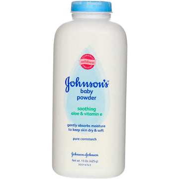 Johnsons Baby Powder with Naturally Derived Cornstarch Aloe & Vitamin E, Hypoallergenic 15 Ounces (Pack of 3)