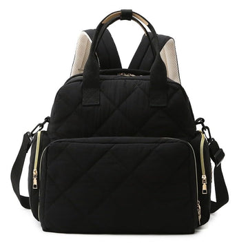 Tristan Home Quilted Diaper Bag Backpack - Insulated Bottle Pockets, Maternity Hospital Travel Bag for Moms (black)