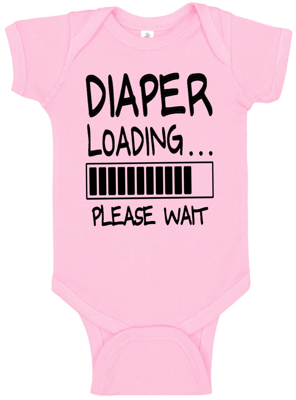 Reaxion Cute Funny Baby Boy Girl Diaper Loading Bodysuits - Handmade Humorous Clothes For Infants (6 Months, Pink)