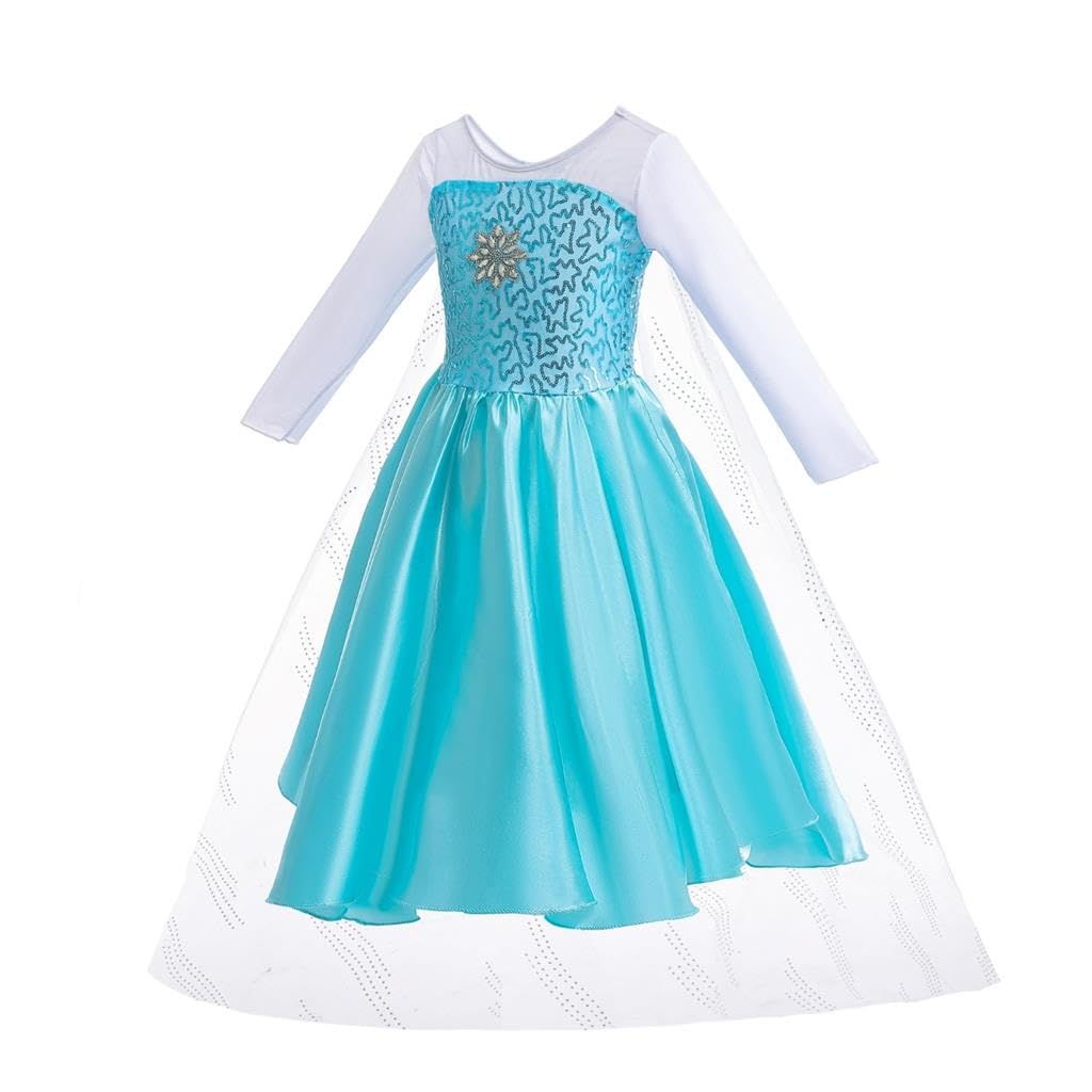 Dressy Daisy Girls' Ice Princess Dress Costume Birthday Halloween Christmas Fancy Party Dresses With Train Size 5 Style A