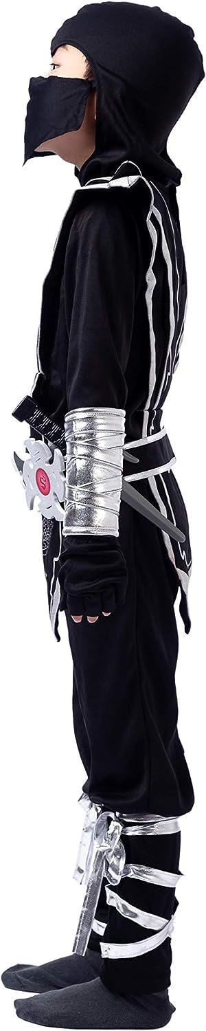 Spooktacular Creations Halloween Ninja Costume For Kids, Silver Boys Ninja Costume, Toddler Ninja Accessories Costume Set For Dr