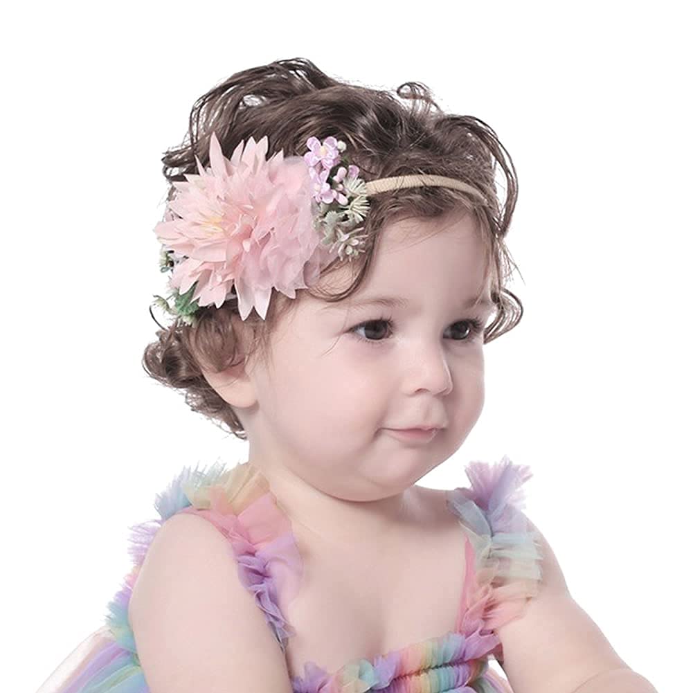 Cinaci 6 Pack Delicate Floral Rose Daisy Flower Super Stretchy Soft Nylon Headbands Hair Bands Accessories For Baby Girls Newbor