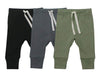 Honesborn Aiui-Harnsborn Baby Unisex 3-Pack Baby Pants, Infant Boys Girls Cotton Tapered Ankle Pants(12-18 Months, Black/Slate G