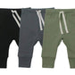 Baby Unisex 3-Pack Baby Boy Pants, Infant Boys Girls Cotton Tapered Ankle Pants(Newborn, Black/Slate Gray/Sage)