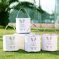 Easter Bunny Basket Egg Bags For Kids,Canvas Cotton Personalized Candy Egg Basket Rabbit Print Buckets With Fluffy Tail Gifts Ba