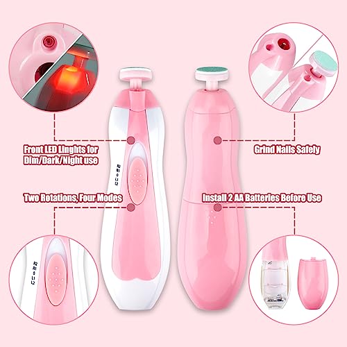 Baby Nail Trimmer Electric-12 in 1 Baby Nail Clippers Safe Baby Nail File Kit with a Nail Clipper, Scissor, Tweezers, and Nail F