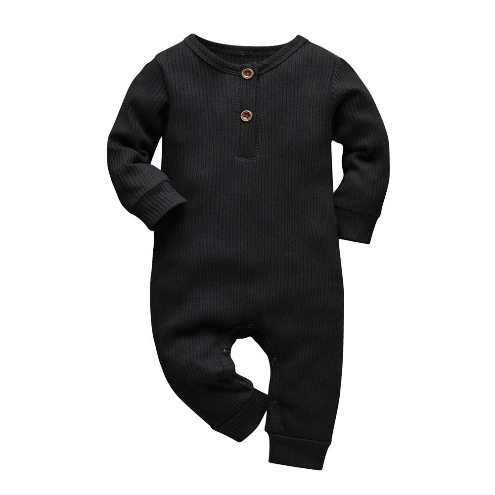 Eghunooy Baby Boy Girl Solid Color One Piece Romper Jumpsuit Outfits Clothes (12-18 Months) Black