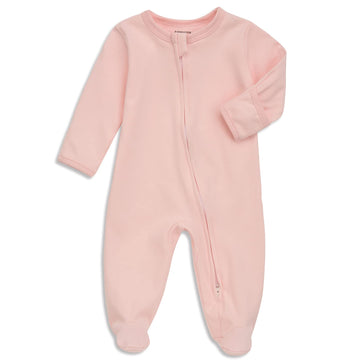 Aablexema Baby Girls Footie Pajamas With Mitten Cuffs - Newborn Infant 2 Ways Zipper Cotton Footed Onesies(Pink,0-3M)