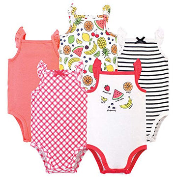 Touched By Nature Unisex Baby Organic Cotton Bodysuits, Fruit, 0-3 Months