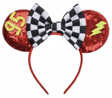 Clgift Iridescent Minnie Ears, Pick Your Color: Silver, Gold, Blue, Rainbow Sparkle, Classic Red Sequin (Cars)