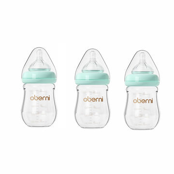 Glass Baby Bottles, Anti Colic Breastfeeding Bottle With Natural Response Nipple For Newborn Preemie 0+ Month, Bpa Free, Wide Ne