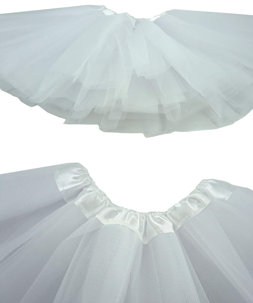 Bgfks 5 Layered Toddlers Tulle Tutu Skirt For Girls With Headband For Baby Girl 0 To 36 Months (White, L,24-36 Months)