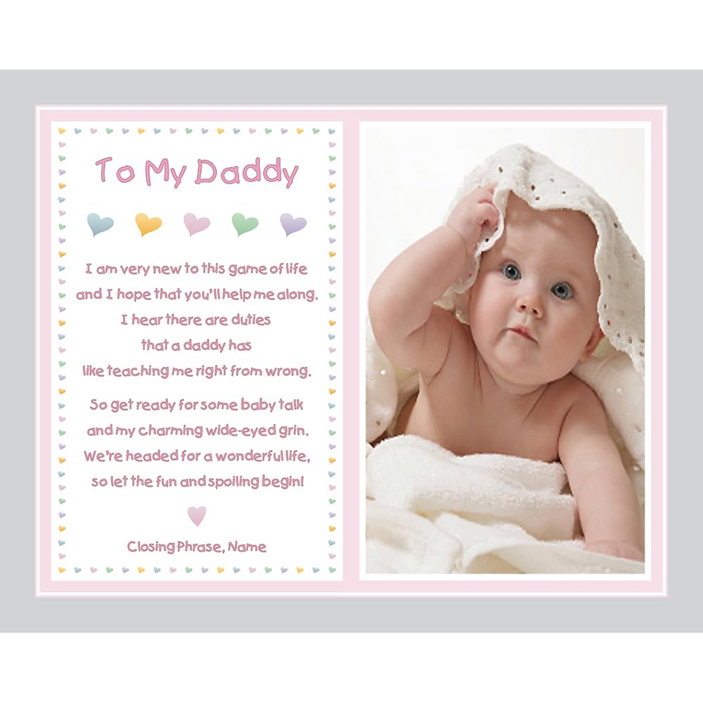 Baby Girl To Daddy Gift For Christmas Or Birthday, 8X10 Print Personalized With Name And Photo