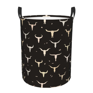 Pevtufa Cow Skulls Foldable Laundry Basket Organizer,Fabric Clothes Toy Storage Basket Nursery Hamper Storage Bin For Household 