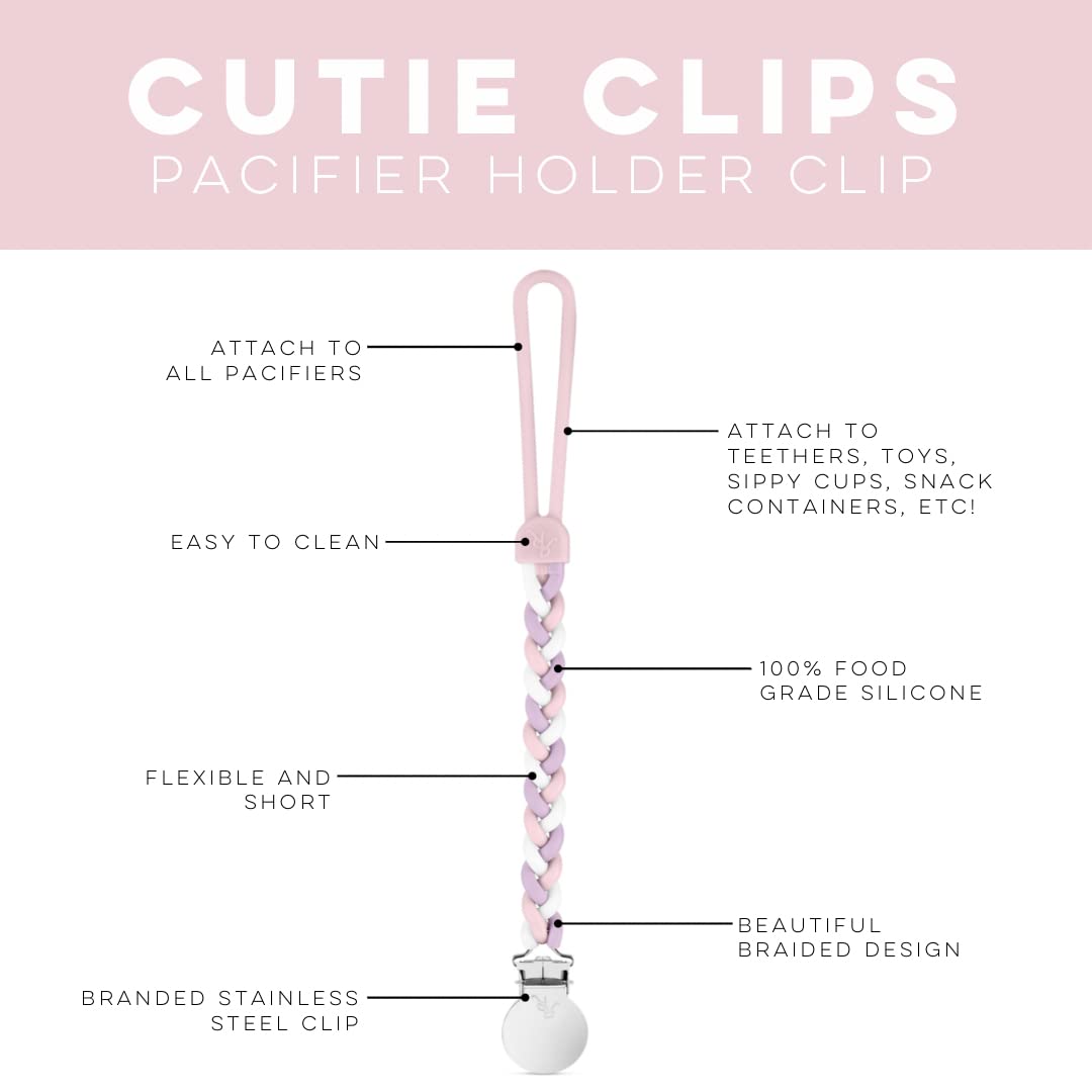 Ryan & Rose Cutie Clip Braiden Pacifier Clip - Braided Silicone (Dollhouse)