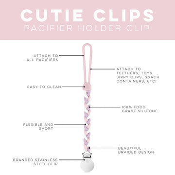 Ryan & Rose Cutie Clip Braiden Pacifier Clip - Braided Silicone (Dollhouse)