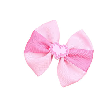 LDDCX Red Valentine Grosgrain Ribbon Hair Bow Clips Bowknot Hair Barrettes. (Pink)