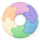 Jellystone Designs Color Wheel Interlocking Puzzle Ring Teether - Silicone Chew - Chewable Educational Toy for Babies and Toddle