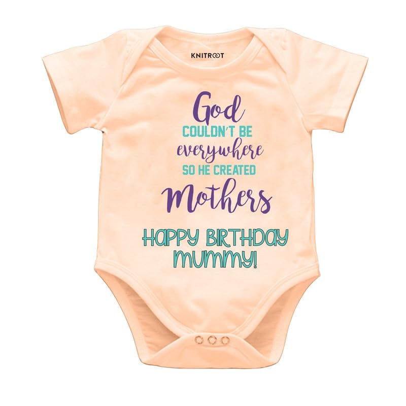 Knitroot Mom Family Special Onesies, Unisex Baby Kids Cotton Lycra Envelope Neck Half Sleeve Peach Romper, Bodysuit, Sleepsuit, 