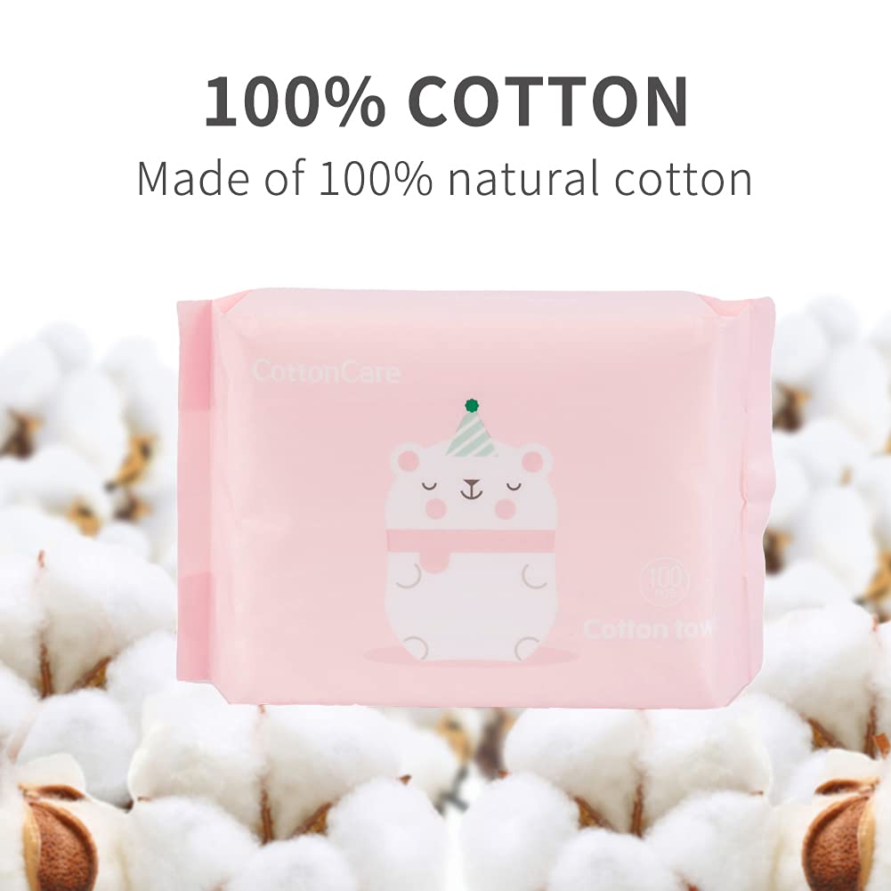 Cottoncare Baby Dry Wipe,100% Cotton,Dry Wipe Cotton Tissues,Baby Sensitive Skin,Taking Care Of Baby Skin,7.9 X 4.7 In 6-Pack (6