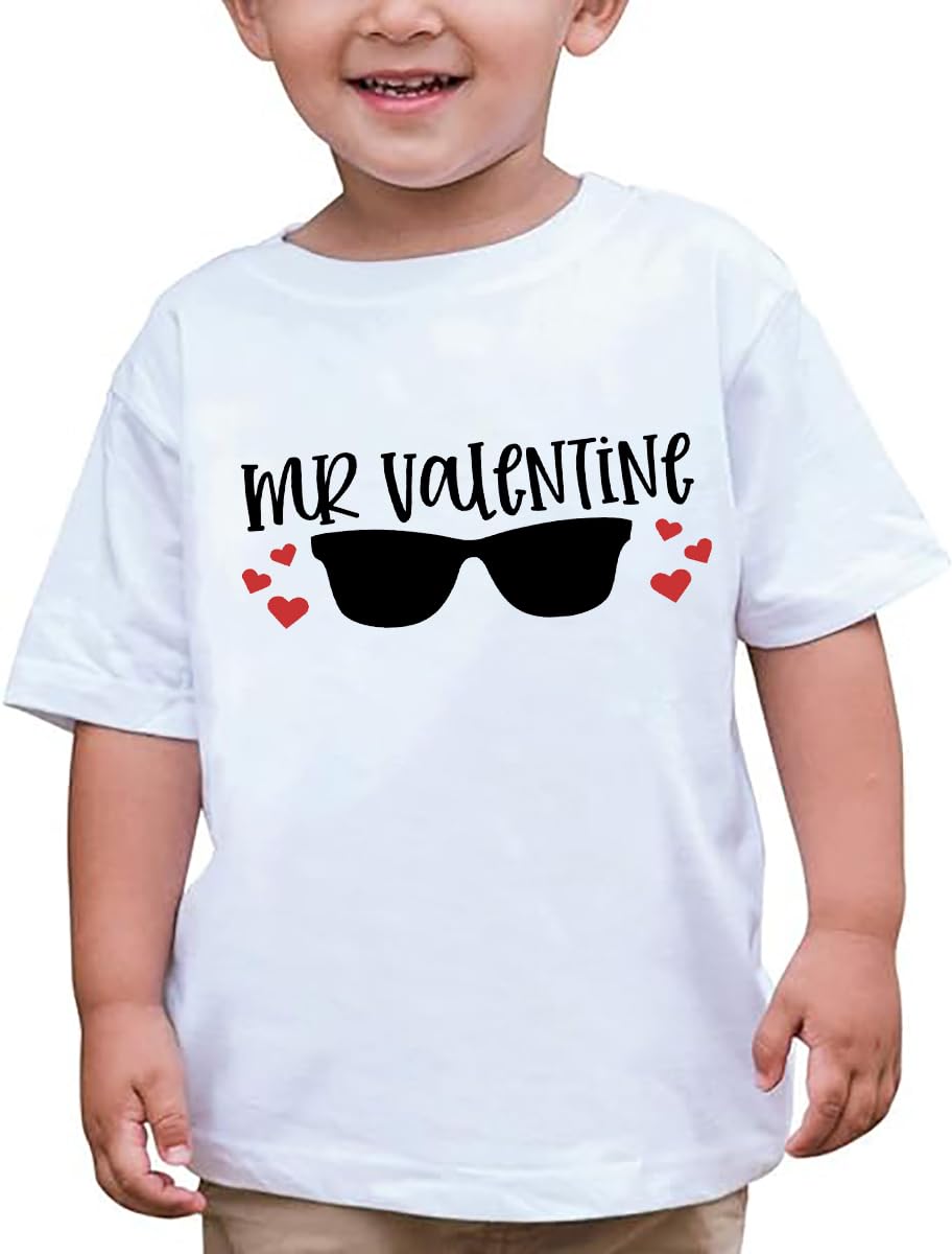Toddler Boy Valentine'S Day T Shirt Cute Lover Boy Shirt Kids Funny Letter Print Valentine'S Day Shirts Tops (1-2T, White2)