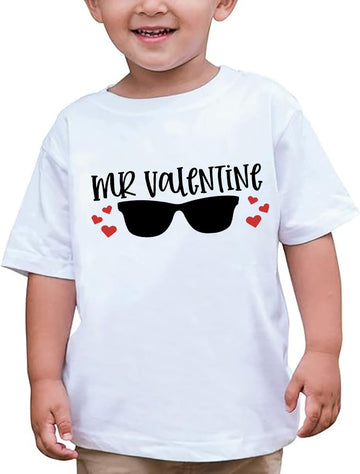 Toddler Boy Valentine'S Day T Shirt Cute Lover Boy Shirt Kids Funny Letter Print Valentine'S Day Shirts Tops (1-2T, White2)