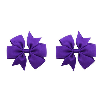 3 Inches Boutique Grosgrain Ribbon Pinwheel Hair Bows for Baby Girls, Toddler Bows Hair Clip Birthday Gifts In Pair (purple)