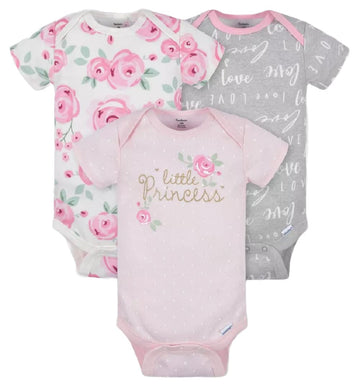 Gerber Baby 5-Pack Short Sleeve Variety Onesies Bodysuits (3 Pack Little Princess, Newborn)