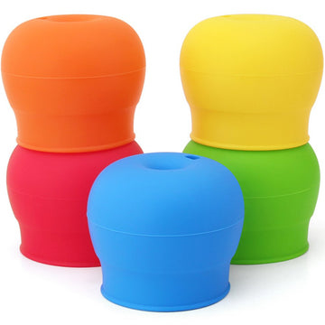 Maxin Silicone Sippy Lids Pack Of 5, Silicone Spout Makes Cup Into Spill-Proof Sippy Cup For Babies And Toddlers