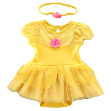Fmyfwy Newborn Baby Girls Belle Princess Costume Halloween Christmas Birthday Romper Tutu Dress W/Headband 80