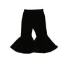 Goocheer Kids Toddler Little Baby Girl Fall Winter Velvet Bell Bottom Flare Pants Ruffle Leggings Trousers (Velvet-Black, 2-3Yea