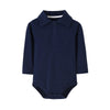 Teach Leanbh Baby Boys Pure Color Cotton Short Long Sleeve Polo Bodysuit 3-24 Months (Navy/Long Sleeve, 6 Months)