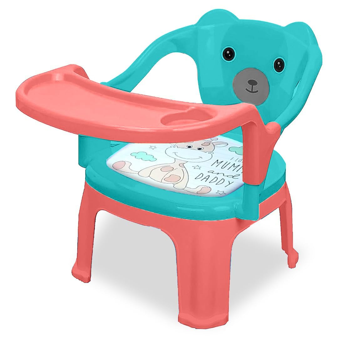 Tony Stark Plastic Baby Chair, Feeding Chair With Cushion Seat & High Backrest, Booster Seat For Kids With Removable Tray, Porta