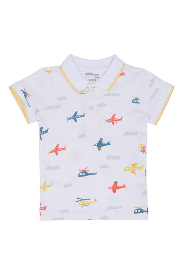 Pantaloons Baby Boys AllOver Printed Half Sleeve Polo Tshirt