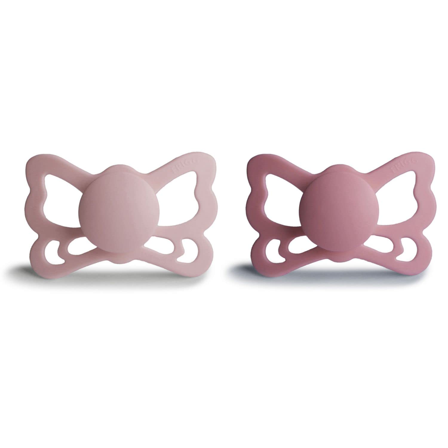 Frigg Butterfly Anatomical Silkysoft Silicone Baby Pacifier | Made In Denmark | Bpa-Free (Blush/Cedar, 6-18 Months)