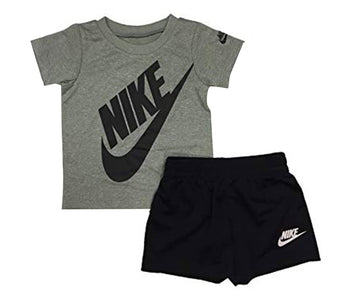 Nike Boys Dri-Fit T-Shirt & Shorts 2 Piece Set (Black(66F024-023)/Grey, 7)