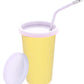 Parabrahma Sipper With Straw Glass For Kids For Milk Steel Straw Glass For Adults With Lid (370 Ml) (Yellow)