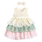 Hopscotch Girls Multi Sleeveless Waterfall Ruffles Party Dress With Headband For Age (69 Months)