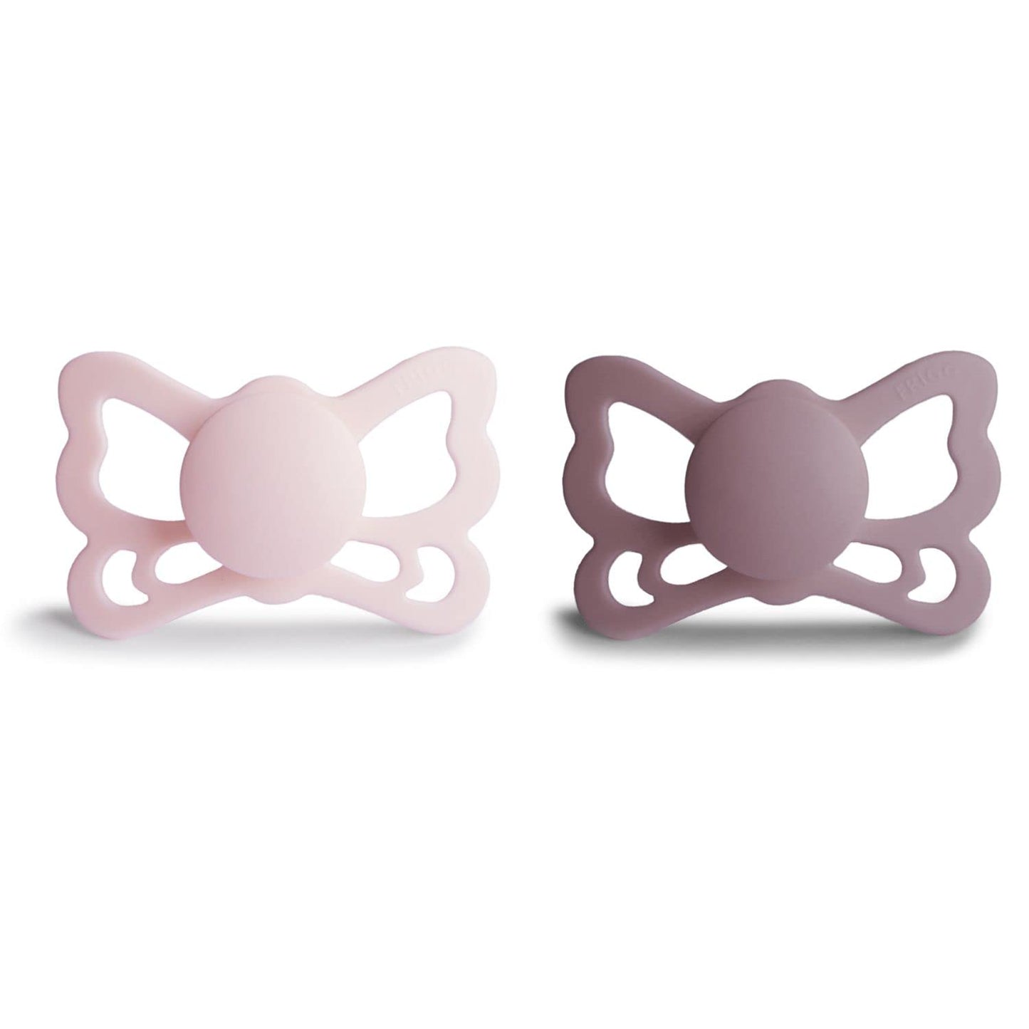 Frigg Butterfly Anatomical Silkysoft Silicone Baby Pacifier | Made In Denmark | Bpa-Free (White Lilac/Twilight Mauve, 6-18 Month