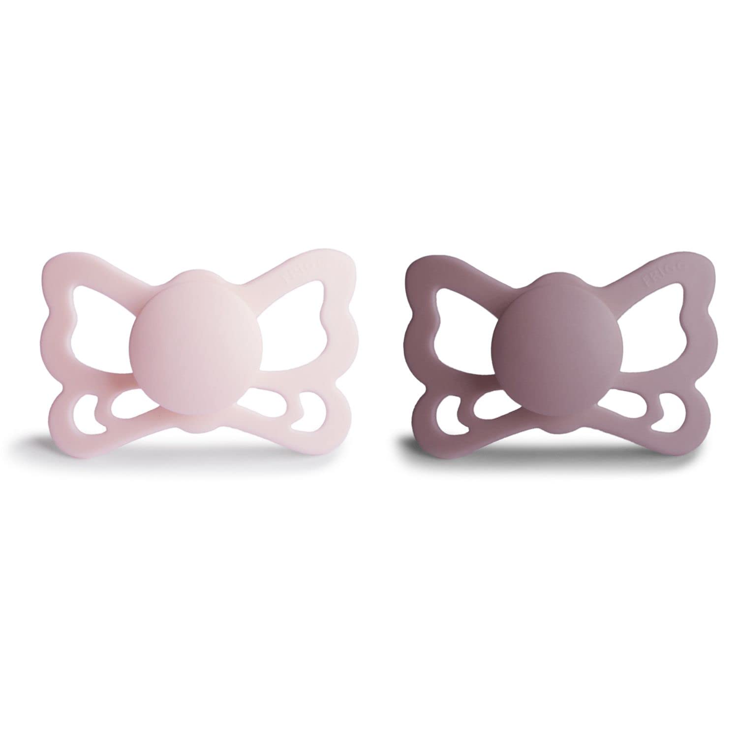 Frigg Butterfly Anatomical Silkysoft Silicone Baby Pacifier | Made In Denmark | Bpa-Free (White Lilac/Twilight Mauve, 6-18 Month