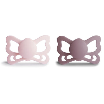 Frigg Butterfly Anatomical Silkysoft Silicone Baby Pacifier | Made In Denmark | Bpa-Free (White Lilac/Twilight Mauve, 6-18 Month