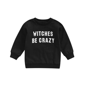 Toddler Baby Boys Halloween Sweater Witches Be Crazy Letter Print Pullovers Autumn Casual Tops (Witches Be Crazy, 12-18 Months)