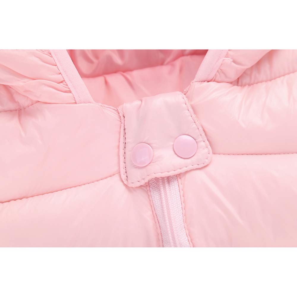 Winter Down Coats For Kids Baby Boys Girls Light Puffer Padded Jacket Bear Hoods Infant Outerwear Pink